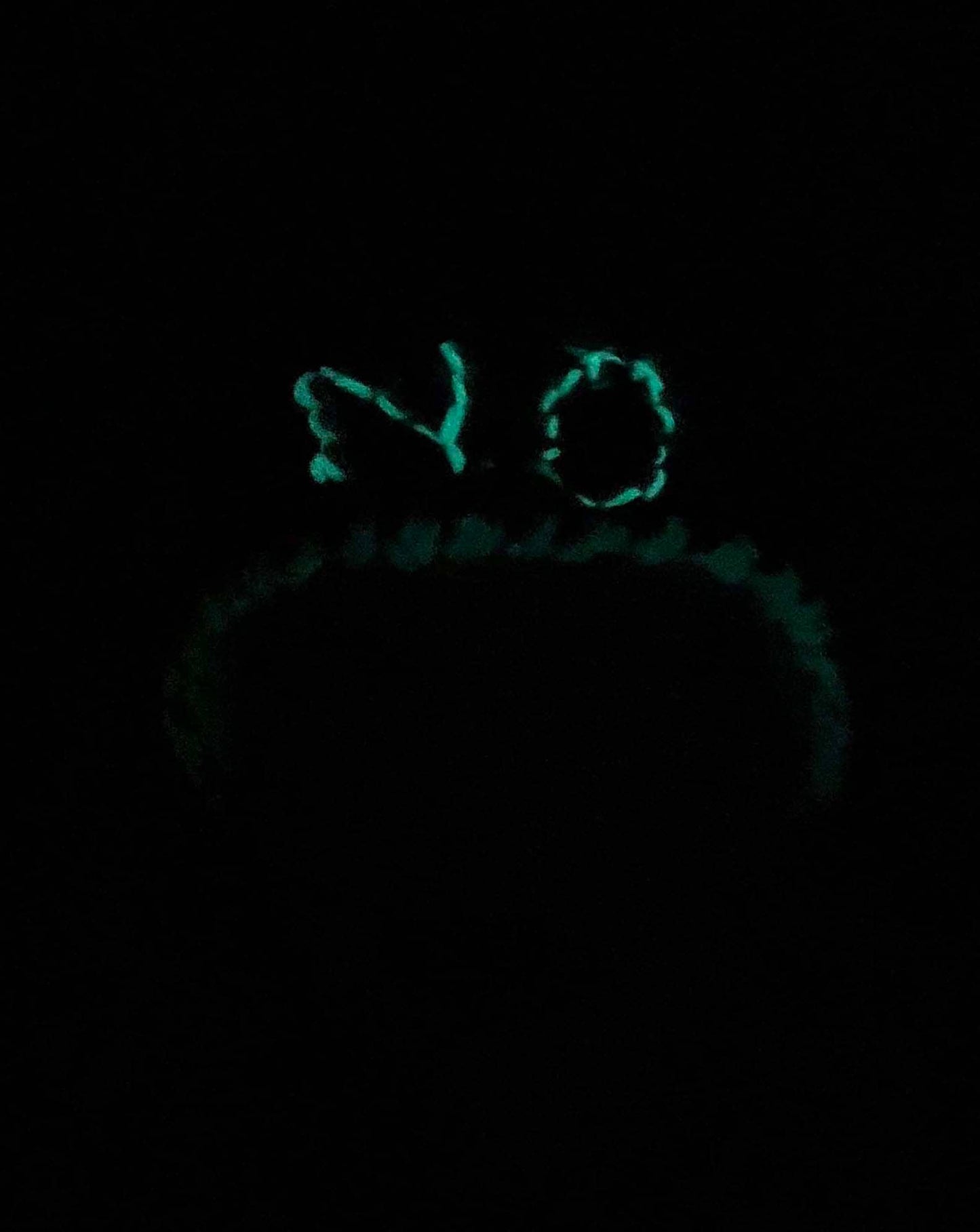 "Read My Hat!" Handmade Crochet Hat with Glow in the Dark "NO"