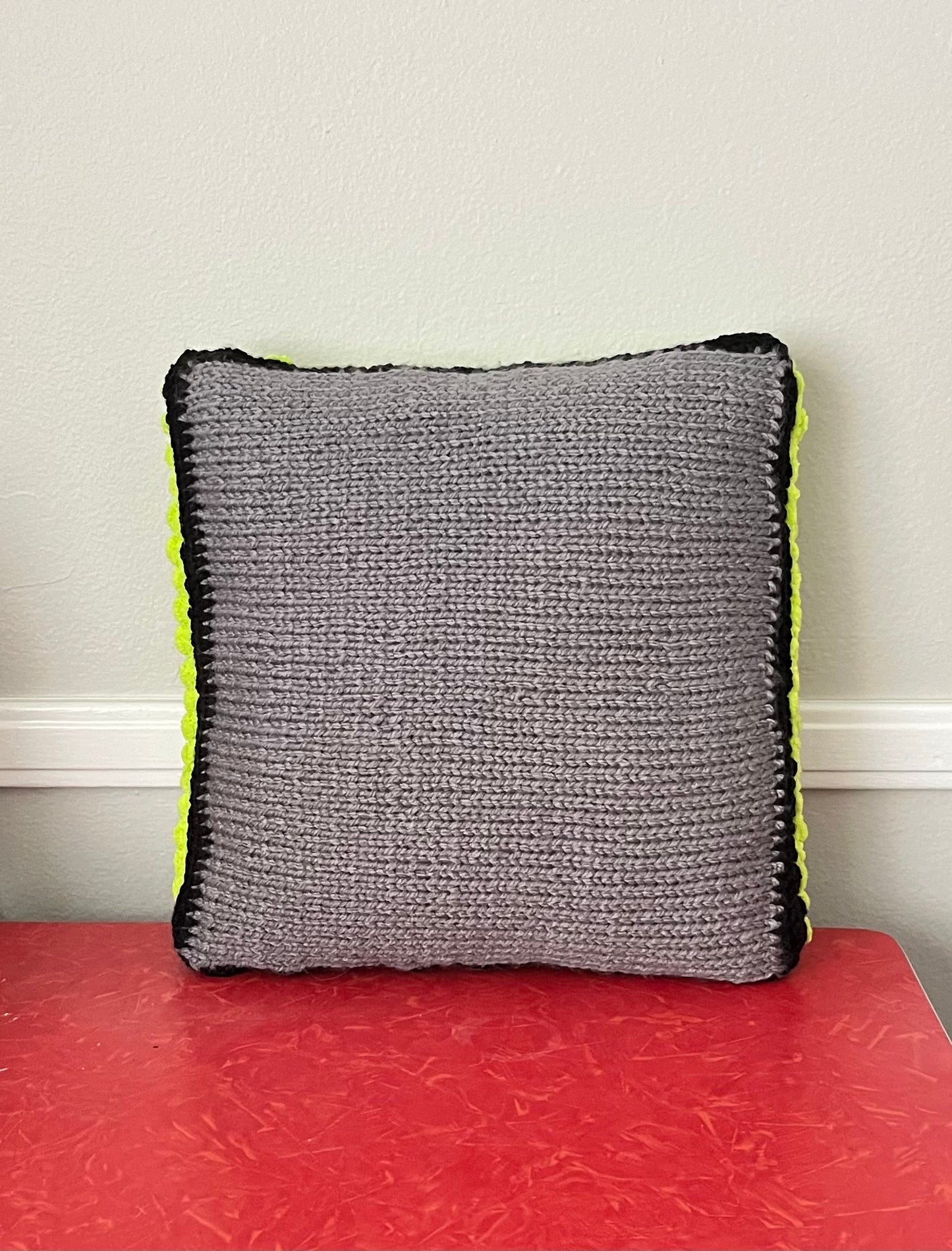 "Choose Your Own Adventure!" Bright Handmade Knit/Crochet Decorative Statement Throw Pillow