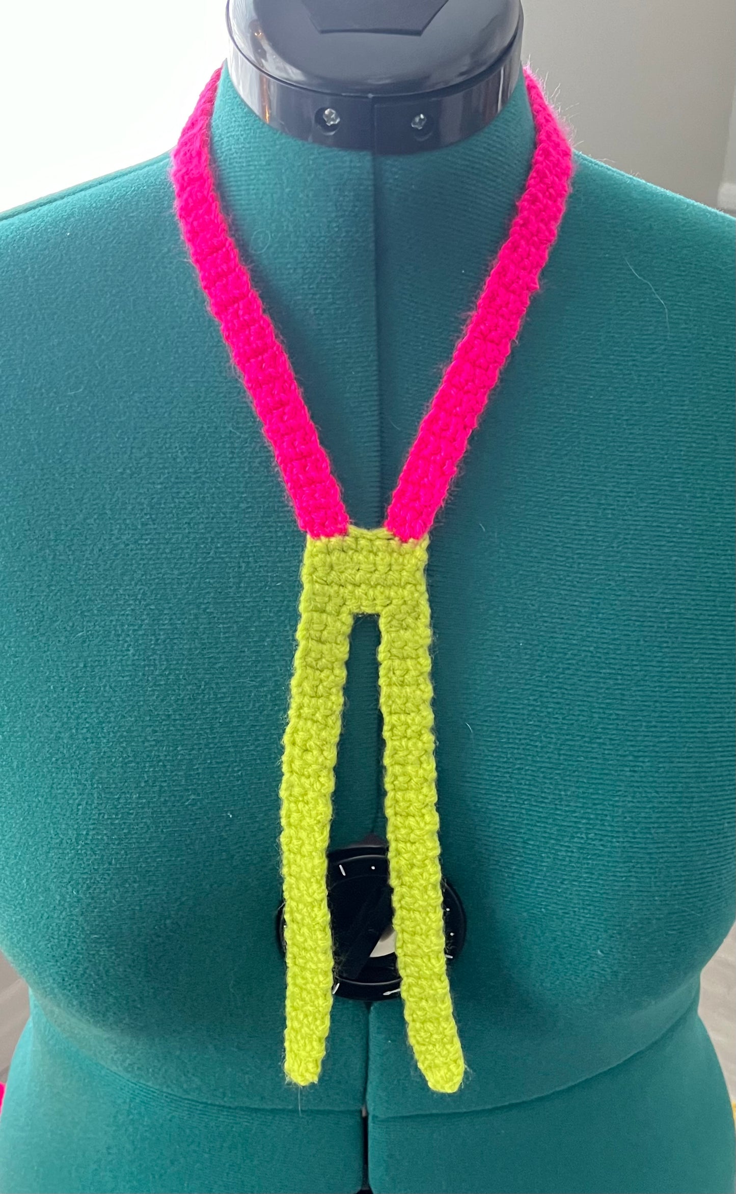 Brooch-lo Half Hot Pink and Half Bright Green