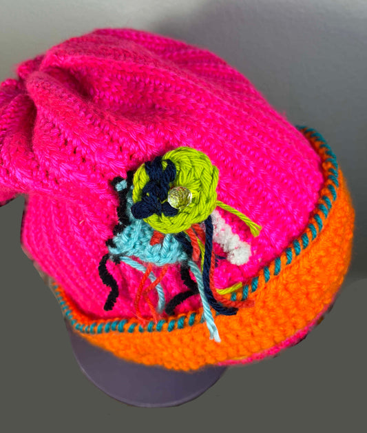 Weird Barbie Inspired Handmade Pink Crochet Hat