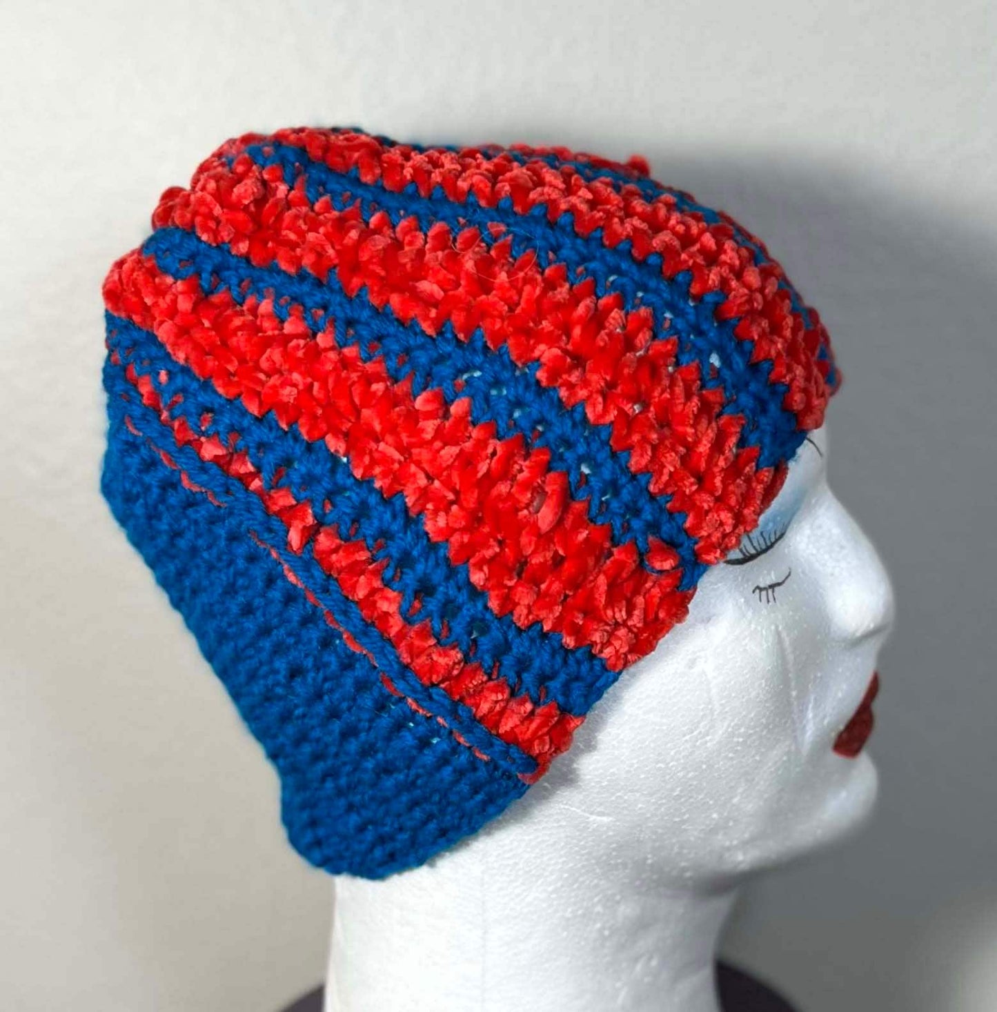 "Go Sports!" Handmade Crochet Striped and Color Blocked Hat