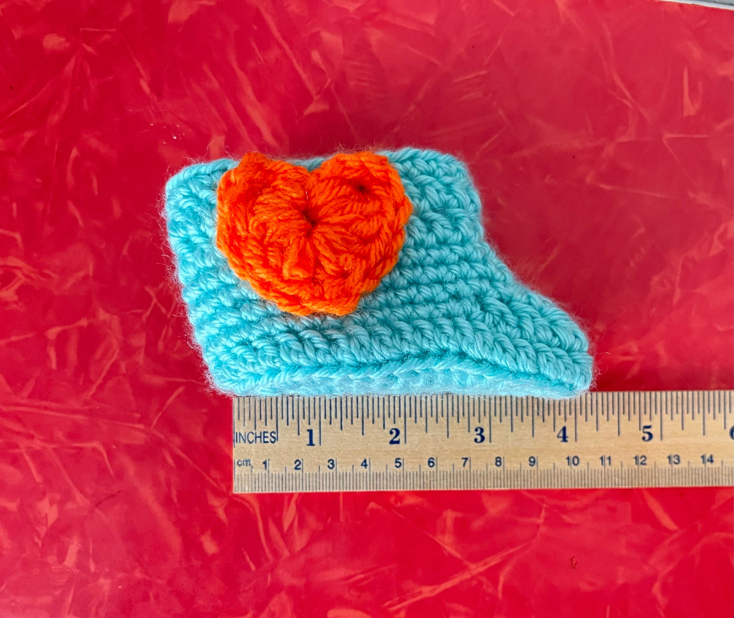 "The Chuckles" Handmade Crochet Baby Booties with Heart Detail (size 2)