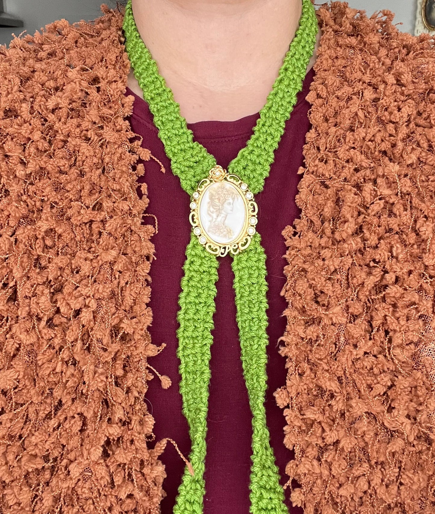 THE BROOCH-LO Handmade Crochet Bolo Tie (show off your brooches in a different way)