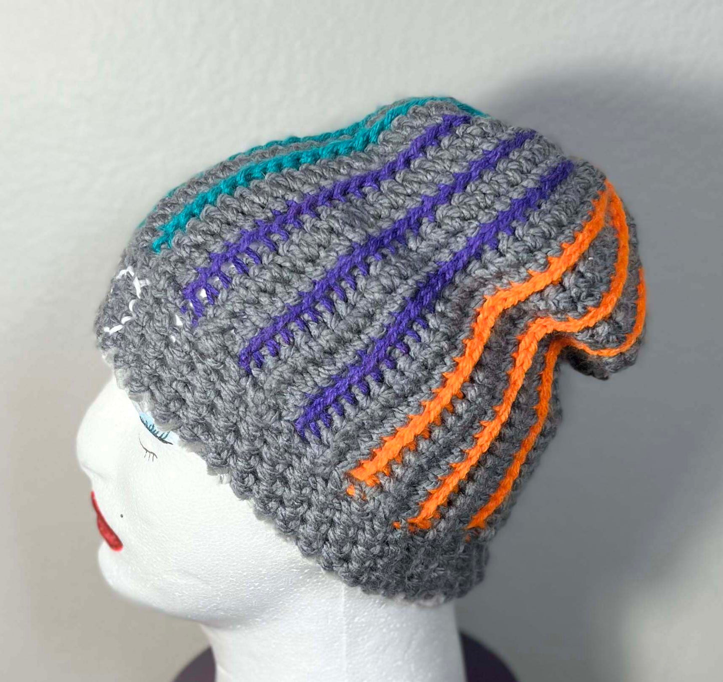 "Read My Hat!" Handmade Crochet Hat with Glow in the Dark "NO"
