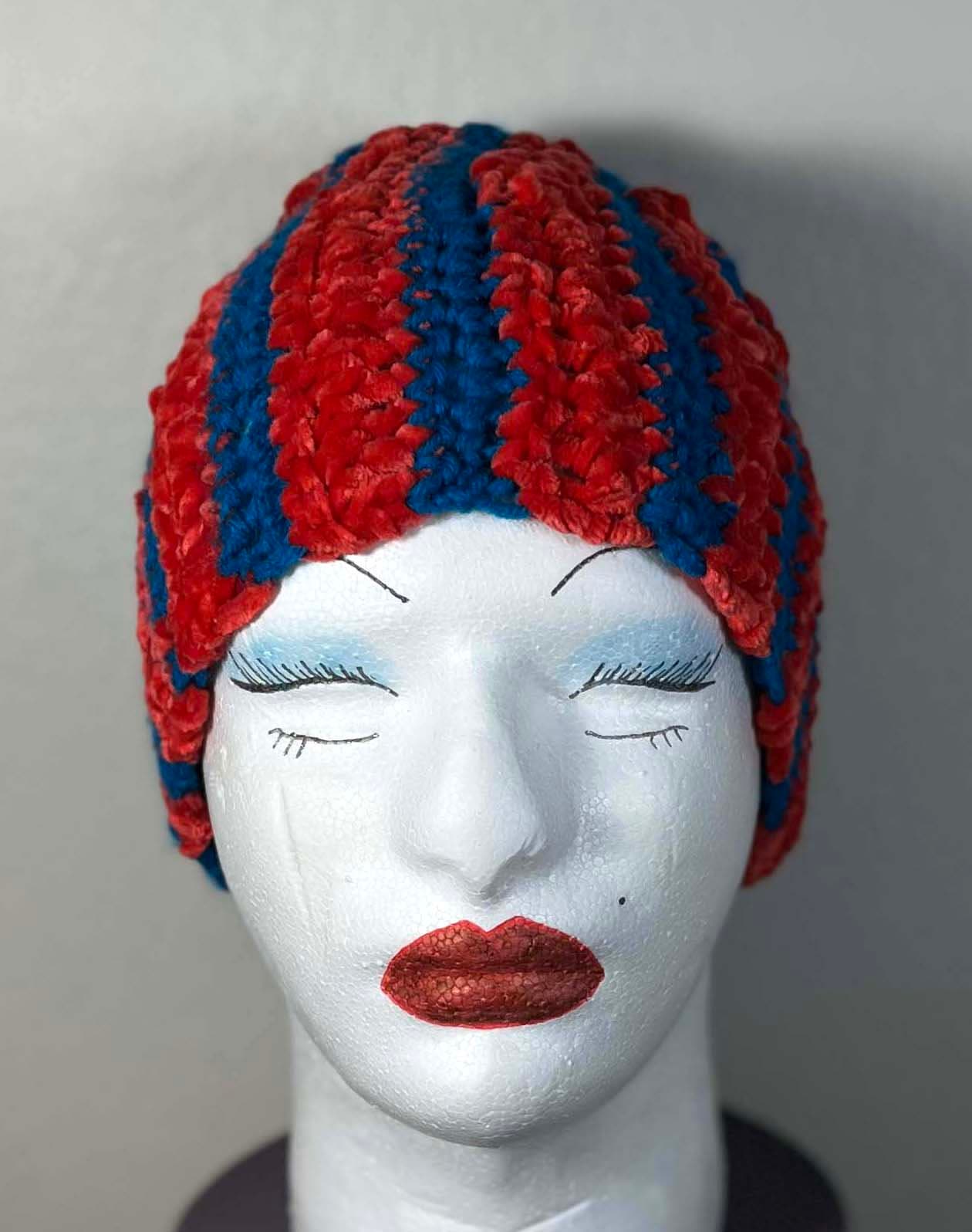 "Go Sports!" Handmade Crochet Striped and Color Blocked Hat