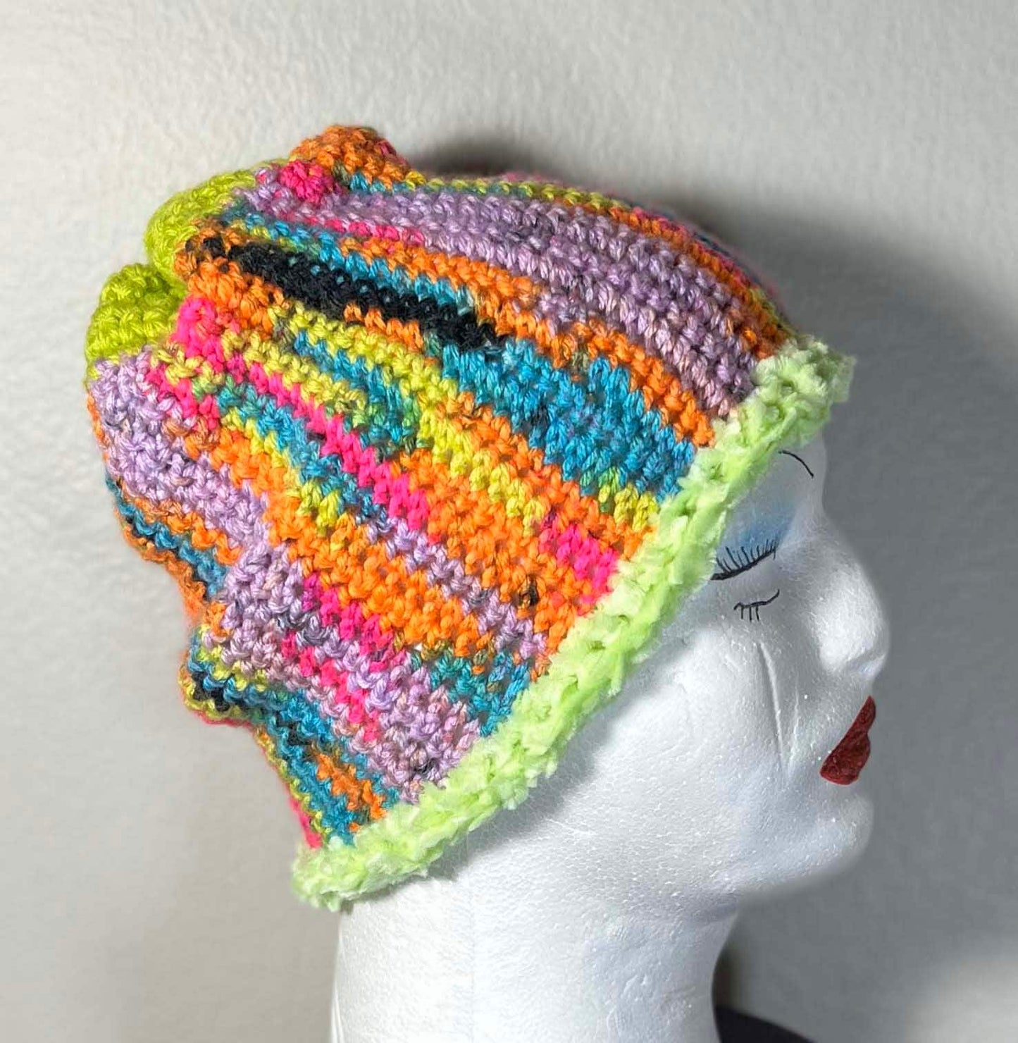 "See ME Now!" Handmade Crochet Hat with Glow in the Dark Brim