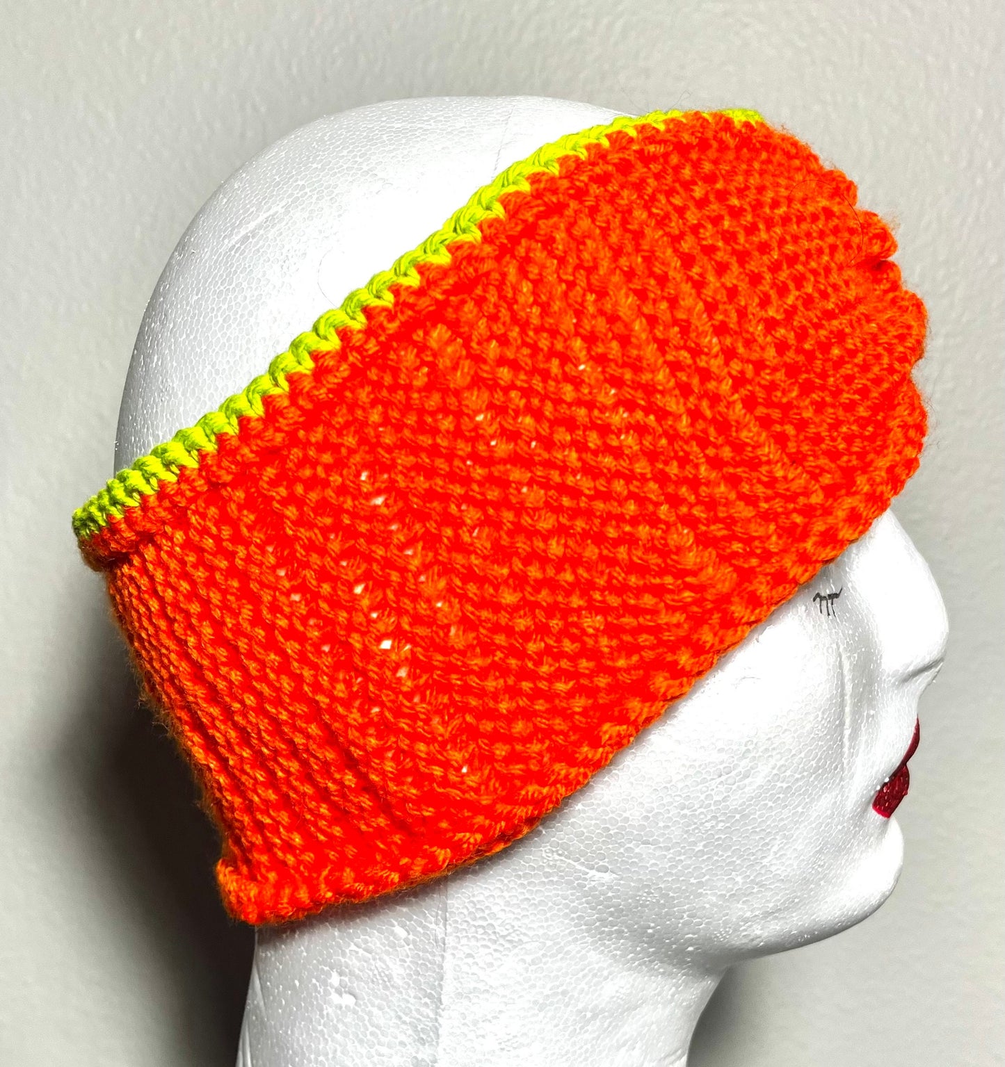 "The Eden" Handmade Crochet/Knit Orange with Green Trim