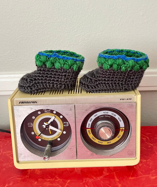"The Dalton" Handmade Crochet Baby Booties (size  2)