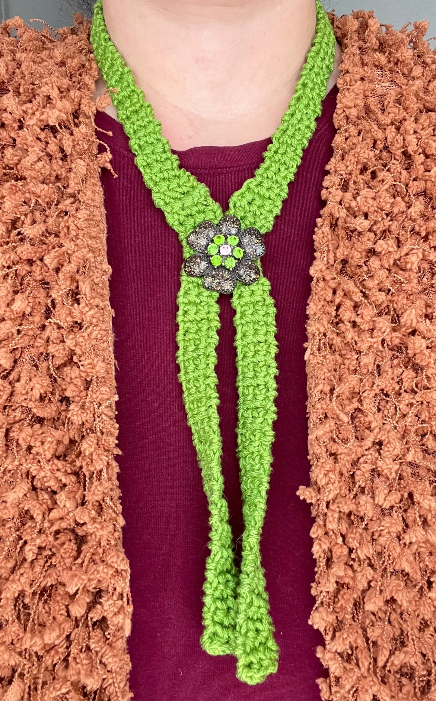THE BROOCH-LO Handmade Crochet Bolo Tie (show off your brooches in a different way)